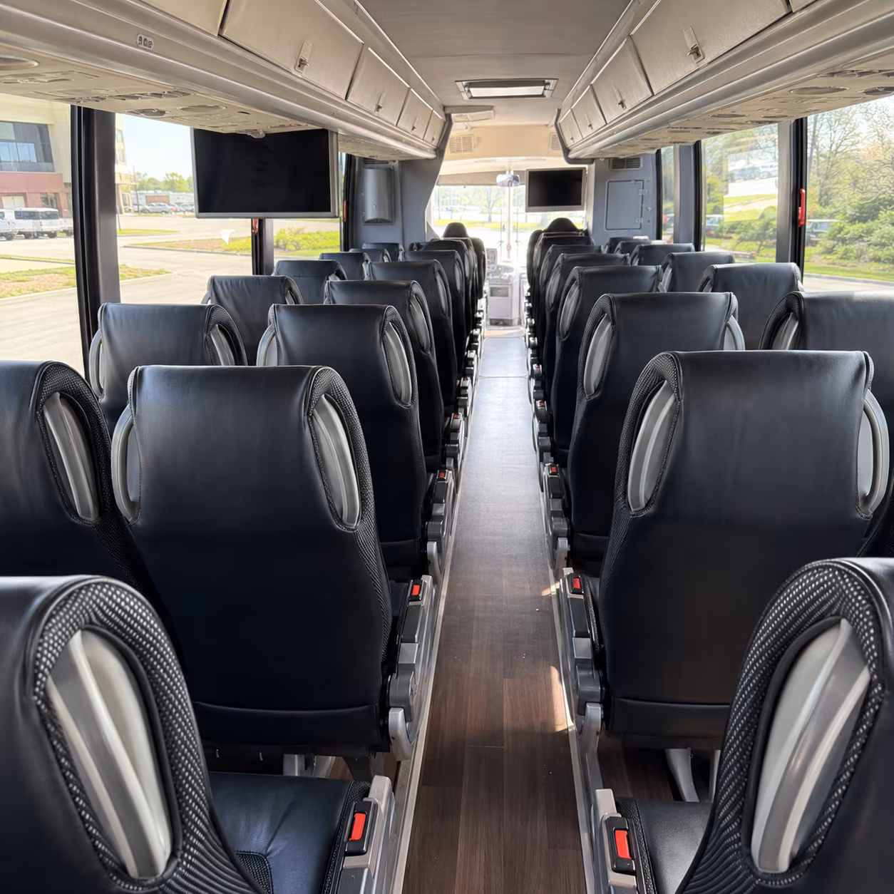 reading 56 passenger charter bus inside