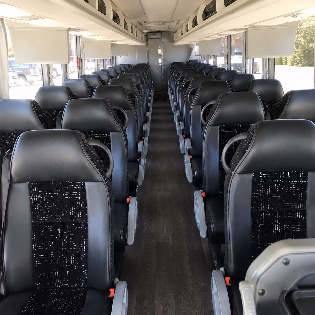reading charter bus inside