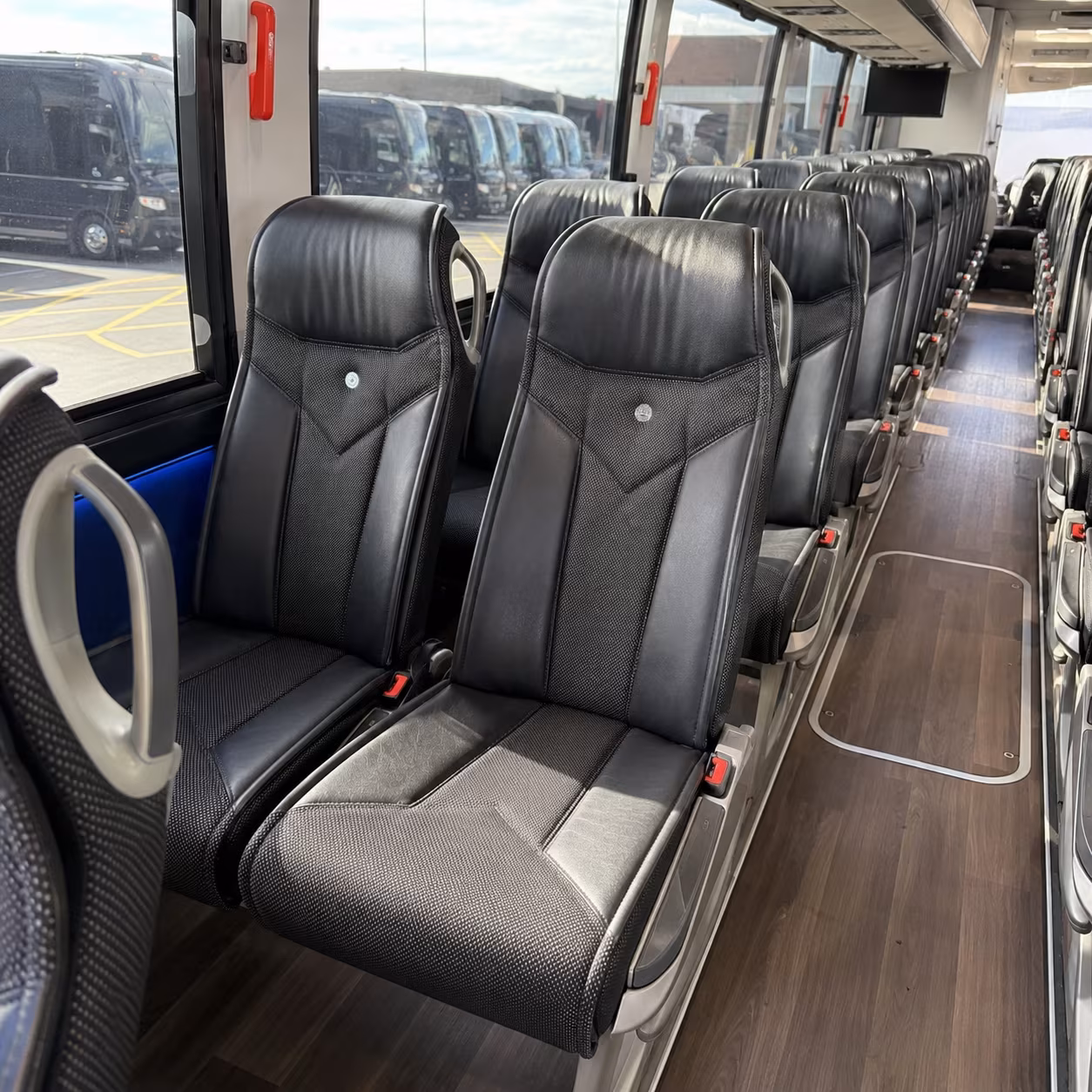 reading charter bus interior
